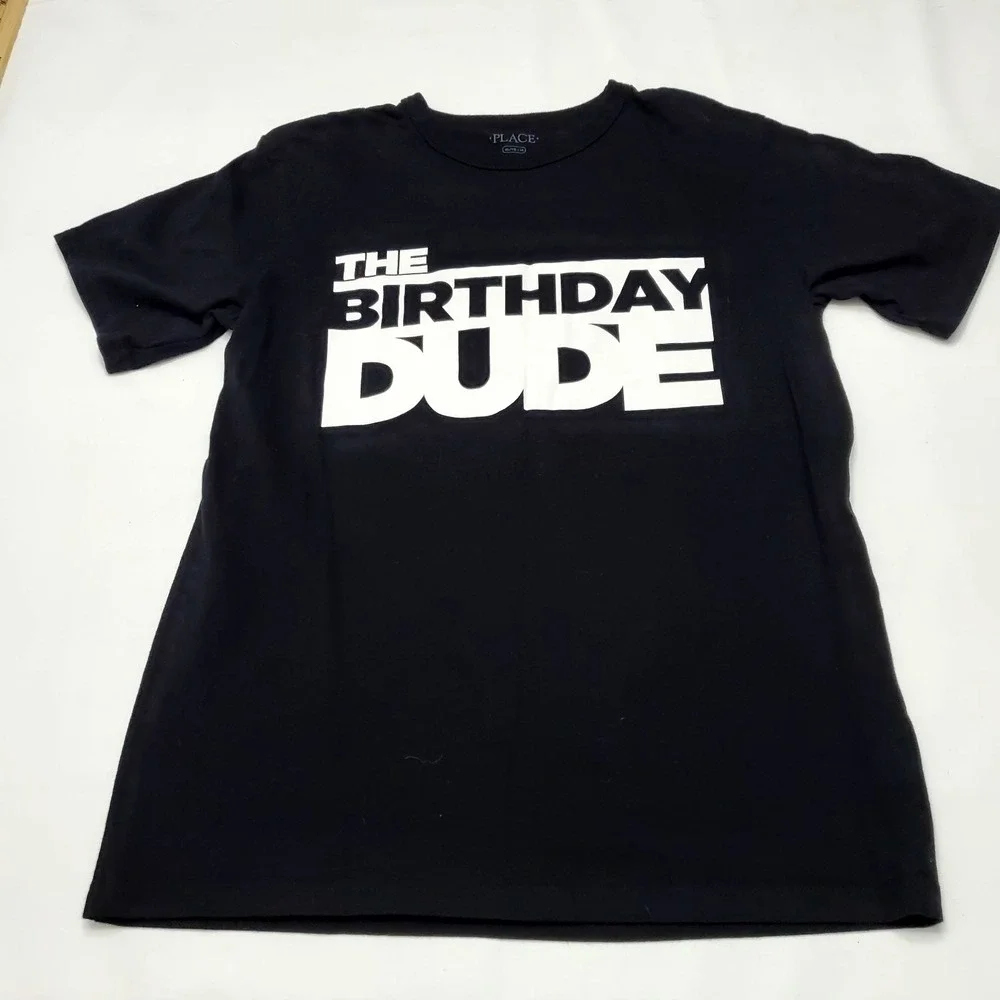 The Children's Place Birthday Dude Black T-Shirt Size XL - 14